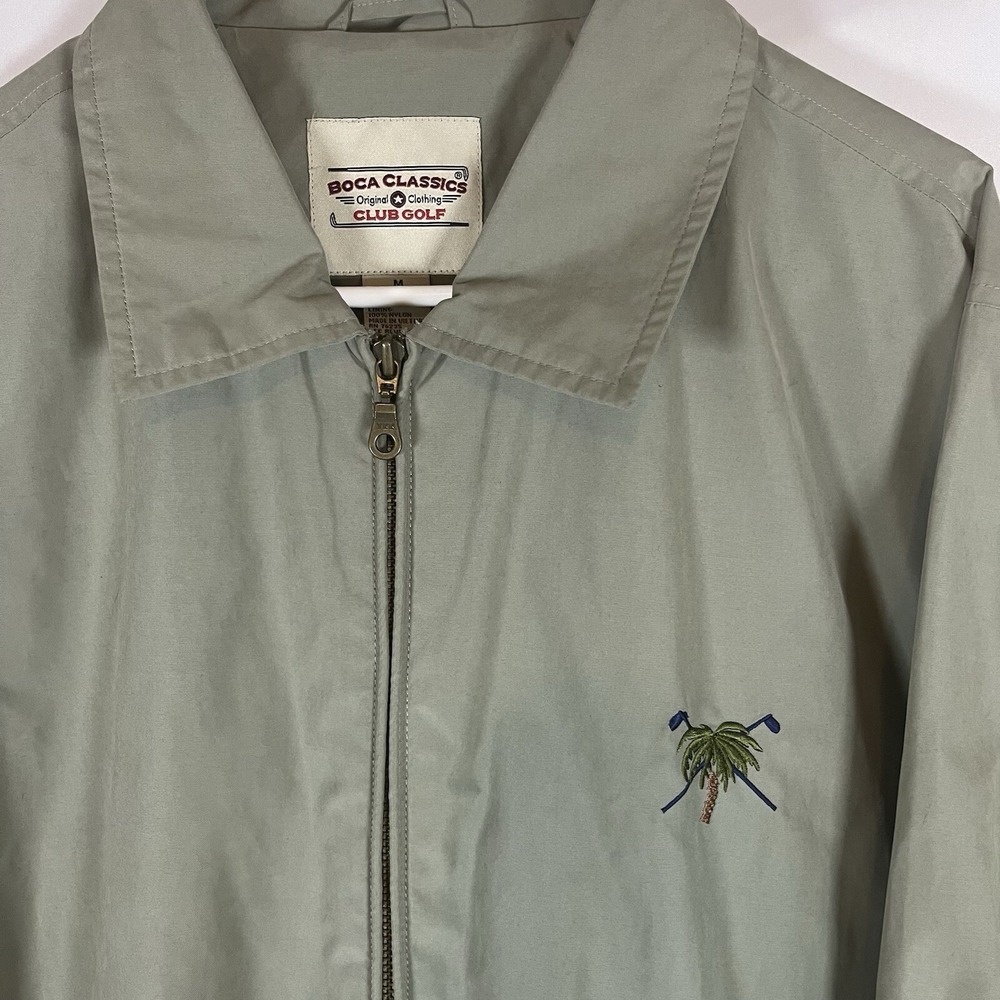 Men's Boca Classics Golf Jacket, Size M, Beige Tan Performance Palm Tree - Picture 3 of 7